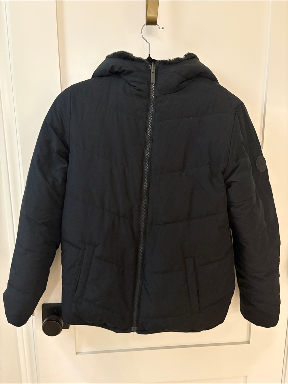 Abercrombie & Fitch Kids Black Hooded Puffer Coat